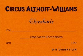 Circus Althoff-Williams Circus Ticket - 0