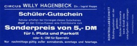 Circus Willy Hagenbeck Circus Ticket - 1967