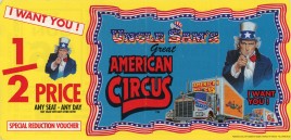 Uncle Sam's Great American Circus Circus Ticket - 1998
