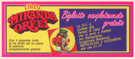 Circo Miranda Orfei Circus Ticket - 1987