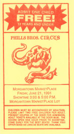 Phills Bros. Circus Circus Ticket - 1991