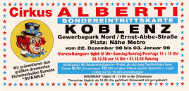 Cirkus Alberti Circus Ticket - 1998