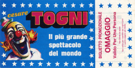 Circo Cesare Togni Circus Ticket - 1989
