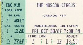 Moscow State Circus Circus Ticket - 1987