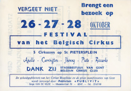 Festival van het Belgisch Cirkus Circus Ticket - 1973