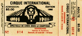 Cirque International Circus Ticket - 1980