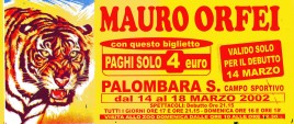 Circo Mauro Orfei Circus Ticket - 2002