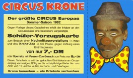 Circus Krone Circus Ticket - 1982