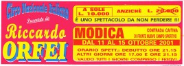 Circo Riccardo Orfei Circus Ticket - 2001