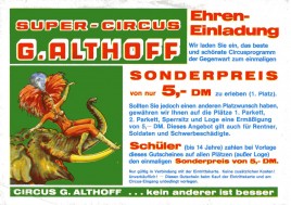 Circus Giovanni Althoff Circus Ticket - 1986