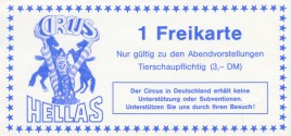 Circus Hellas Circus Ticket - 1988