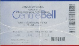 Cirque du Soleil - Quidam Circus Ticket - 2010
