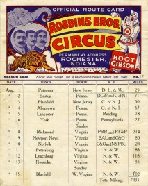 Robbins Bros. Circus Circus Ticket - 1938