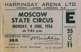 Moscow State Circus  Circus Ticket - 1956