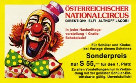 Österreichischer Nationalcircus Elfi Althoff-Jacobi Circus Ticket - 1984